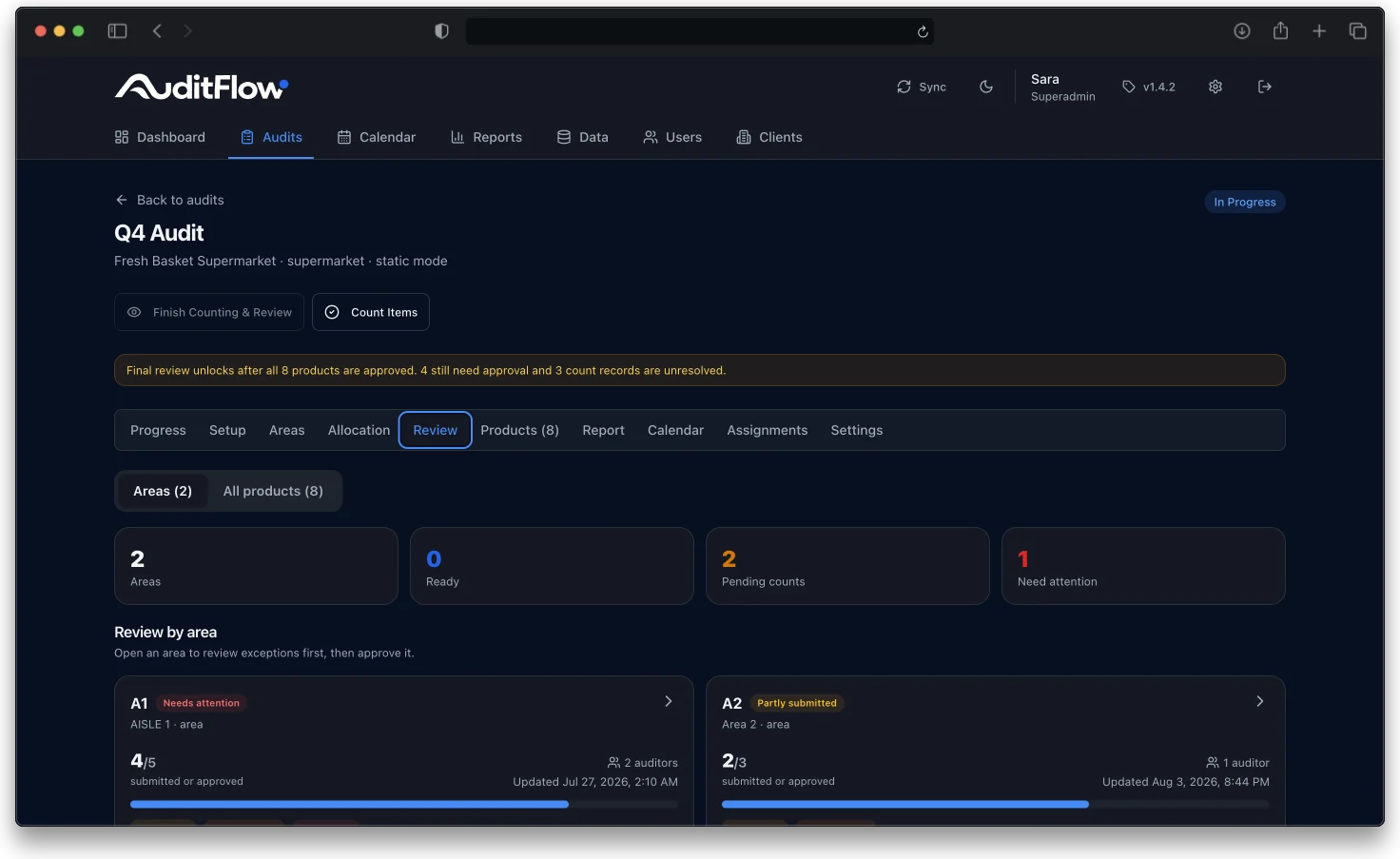 AuditFlow review browser mockup