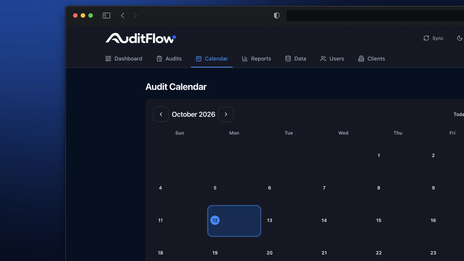 AuditFlow calendar feature mockup