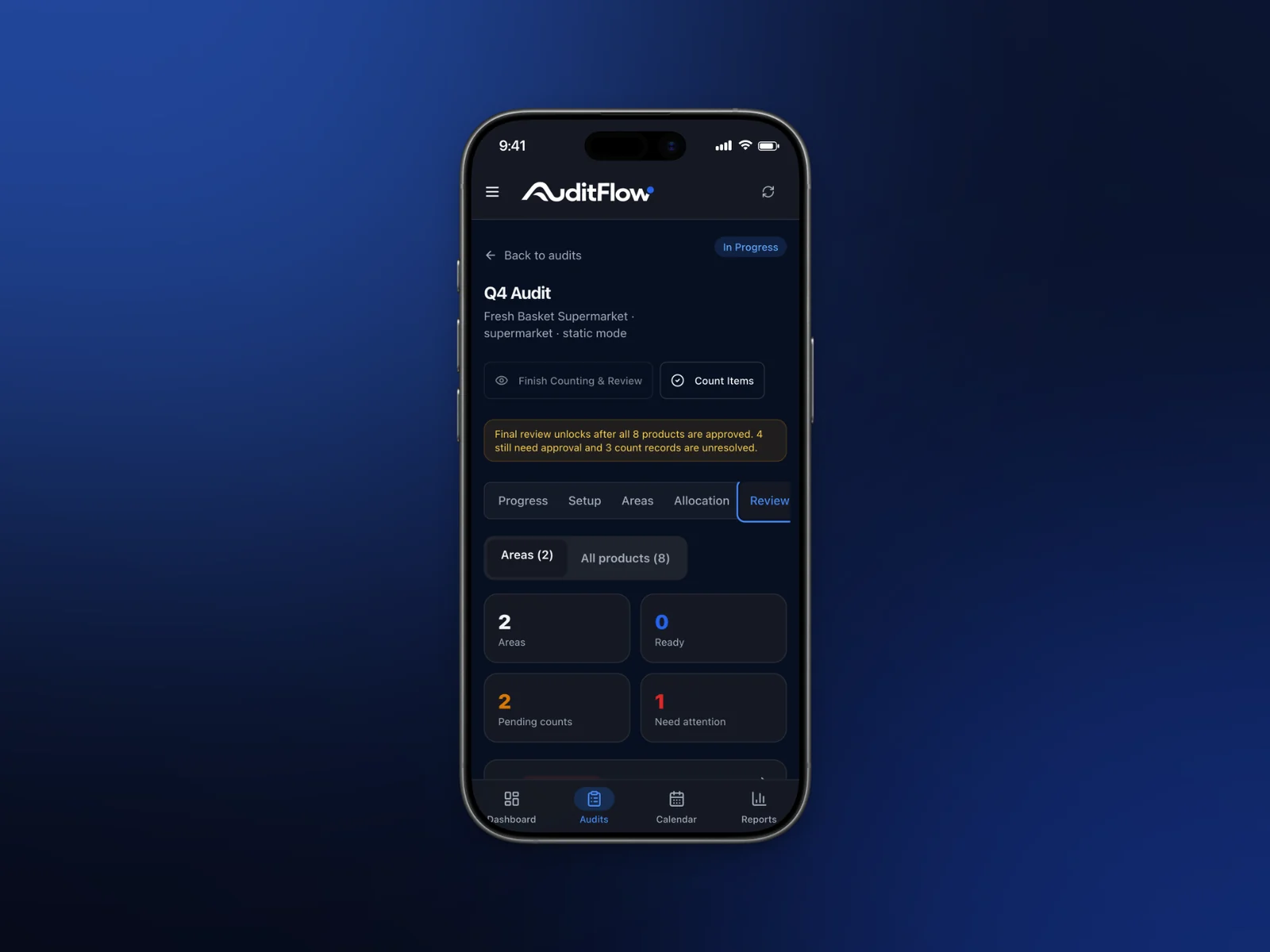 AuditFlow review feature mockup