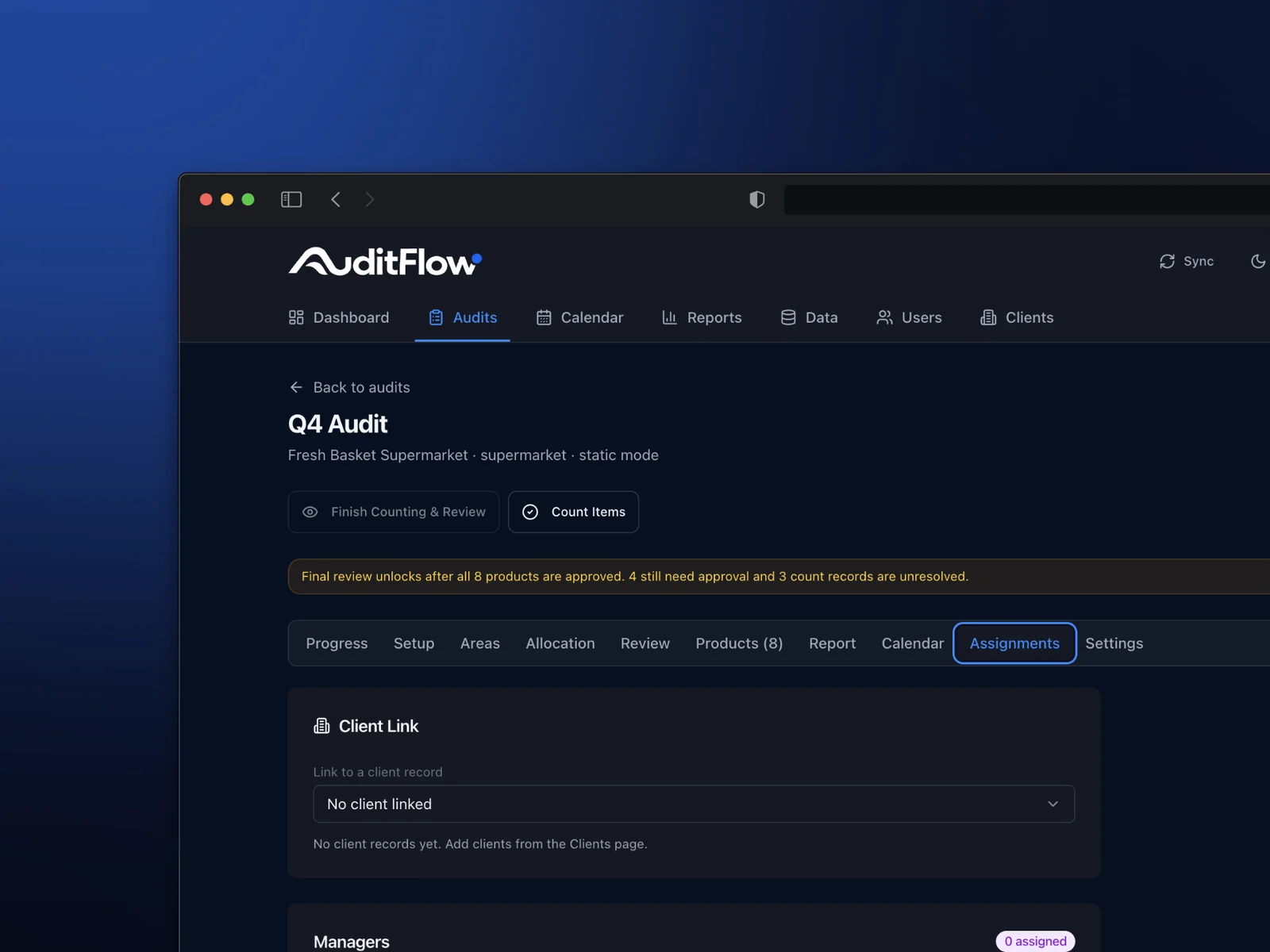 AuditFlow roles feature mockup