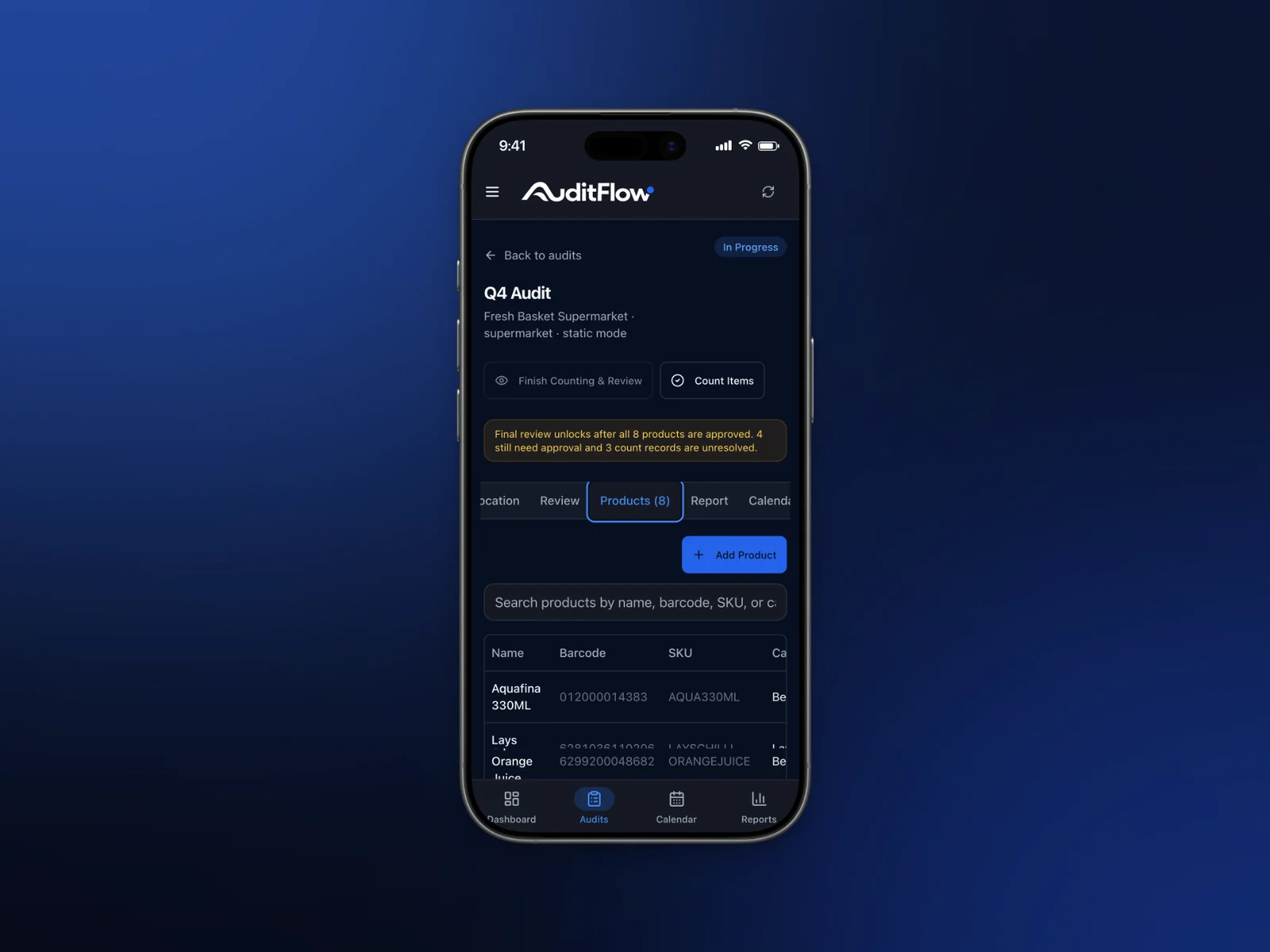 AuditFlow scan feature mockup
