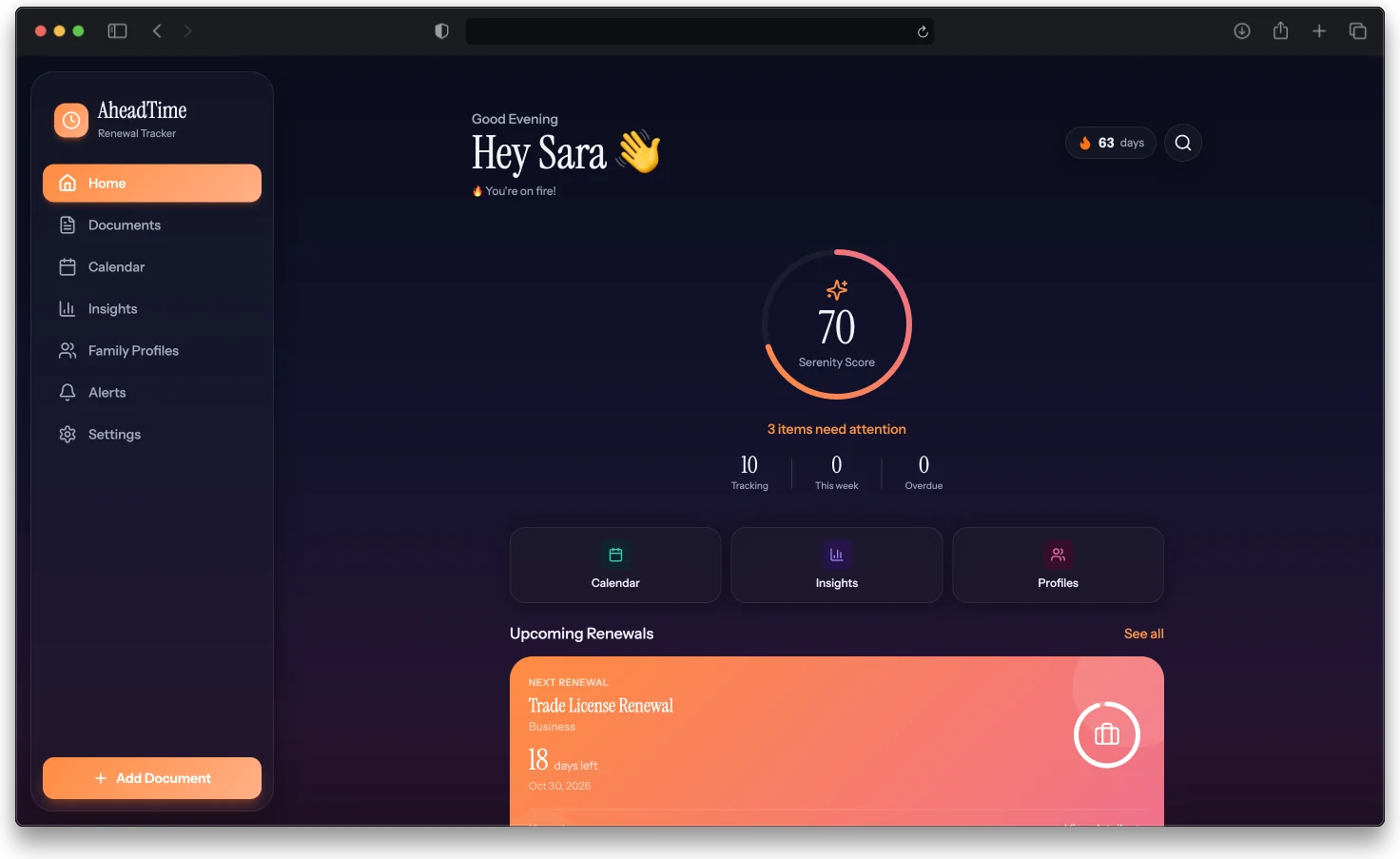 AheadTime dashboard dark browser mockup