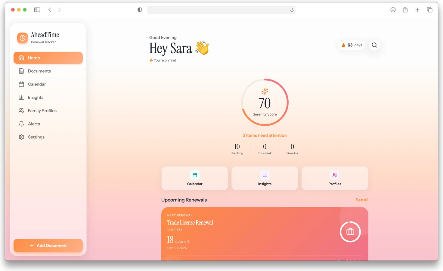 AheadTime dashboard light browser mockup