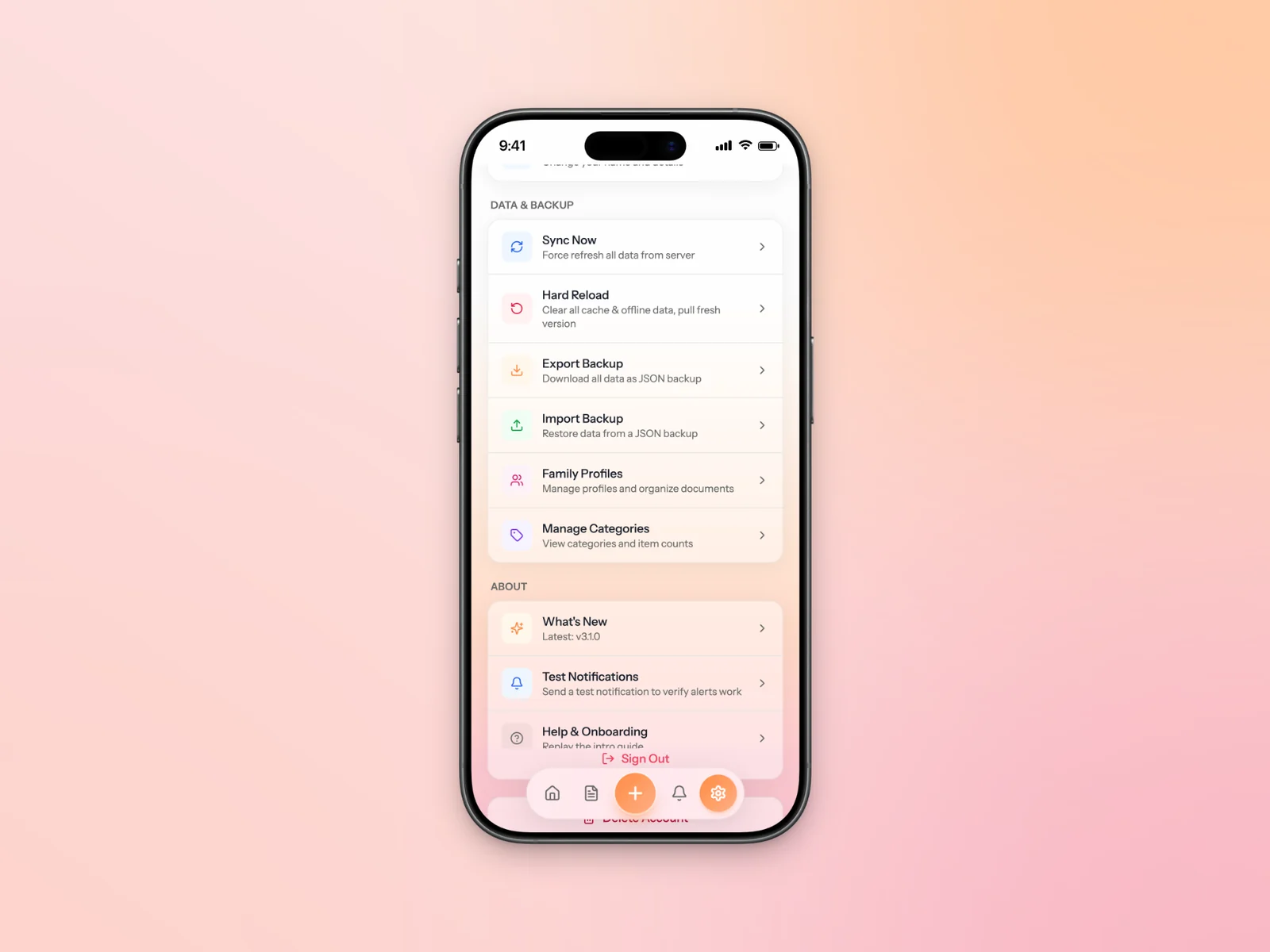 AheadTime backup feature mockup
