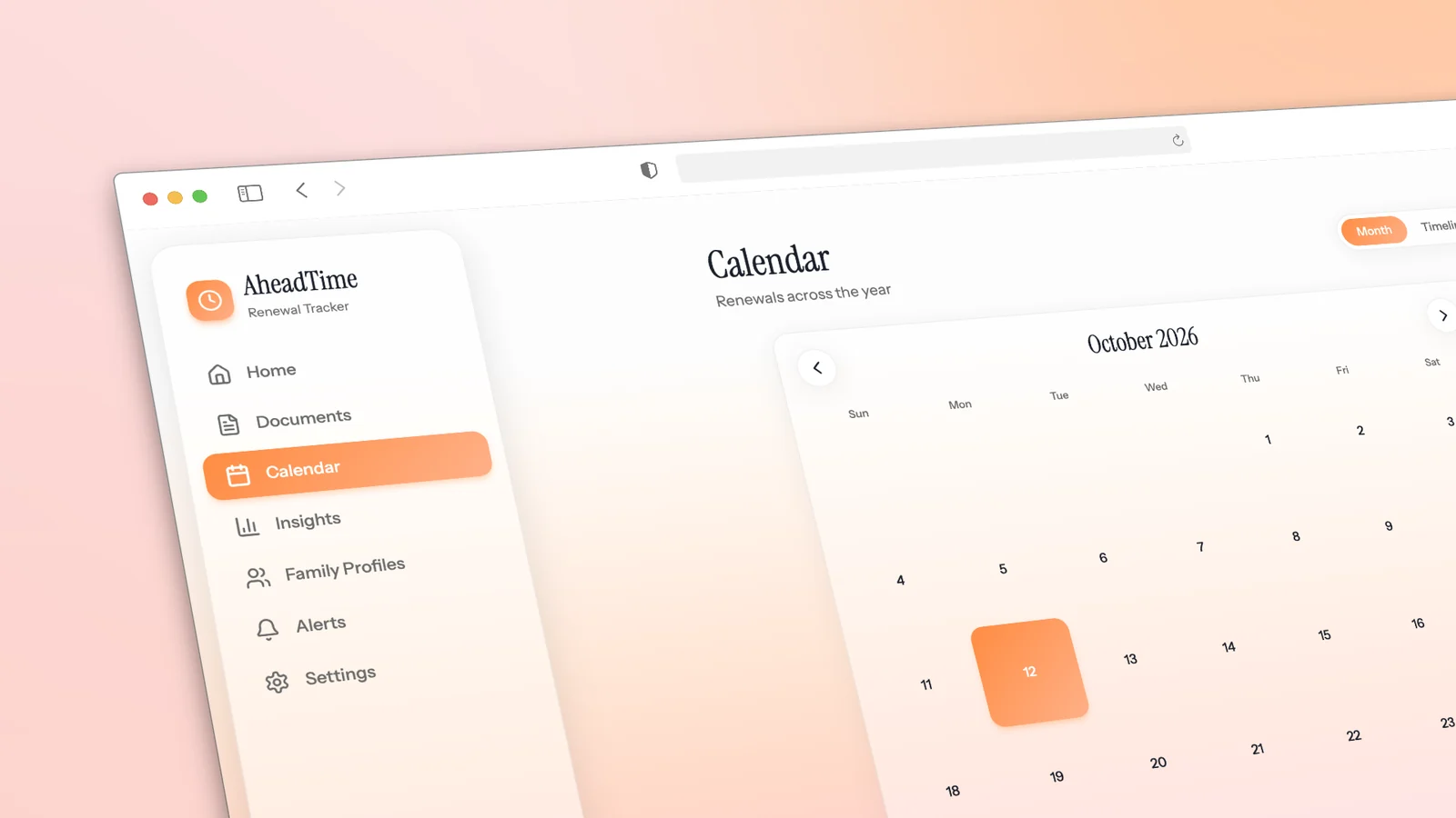 AheadTime calendar feature mockup